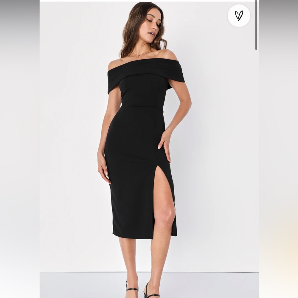 Lulus Black Off-The-Shoulder MIDI Dress
